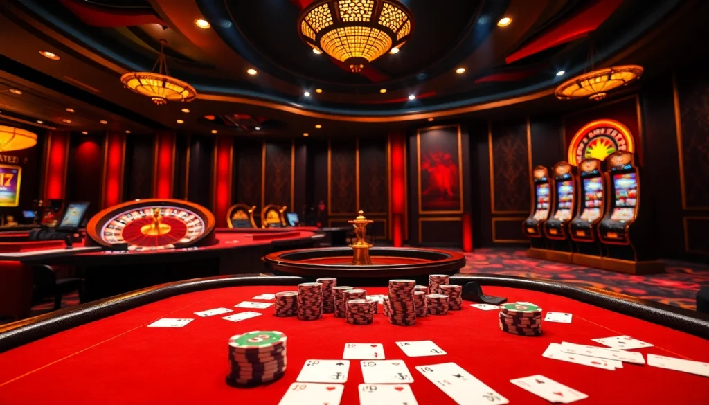 Kèo Nhà Cái 5 features an exhilarating poker game with vibrant casino lights